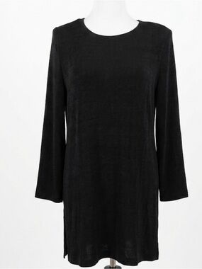 Vtg Softwear by Mark Singer Black Tunic Top Dress Womens Med Made in USA